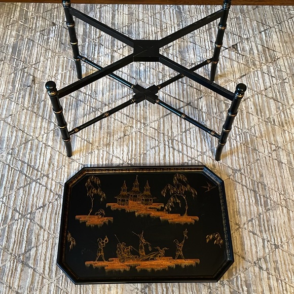 Made in Italy, Black & Gold table w/Occas Tea tray, price includes xtra shipping - Picture 3 of 4